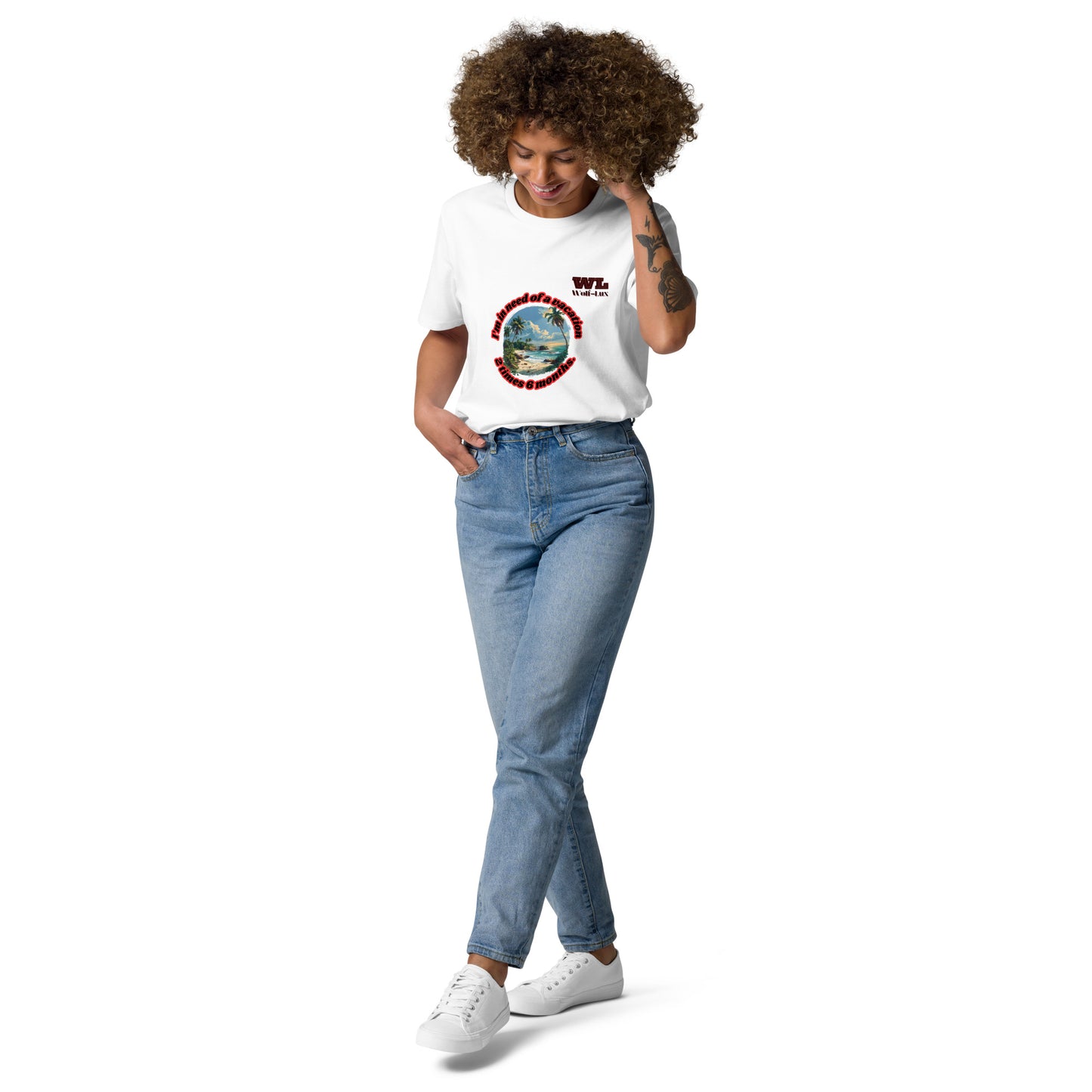Women organic cotton t-shirt vacation English - Wolf-Lux