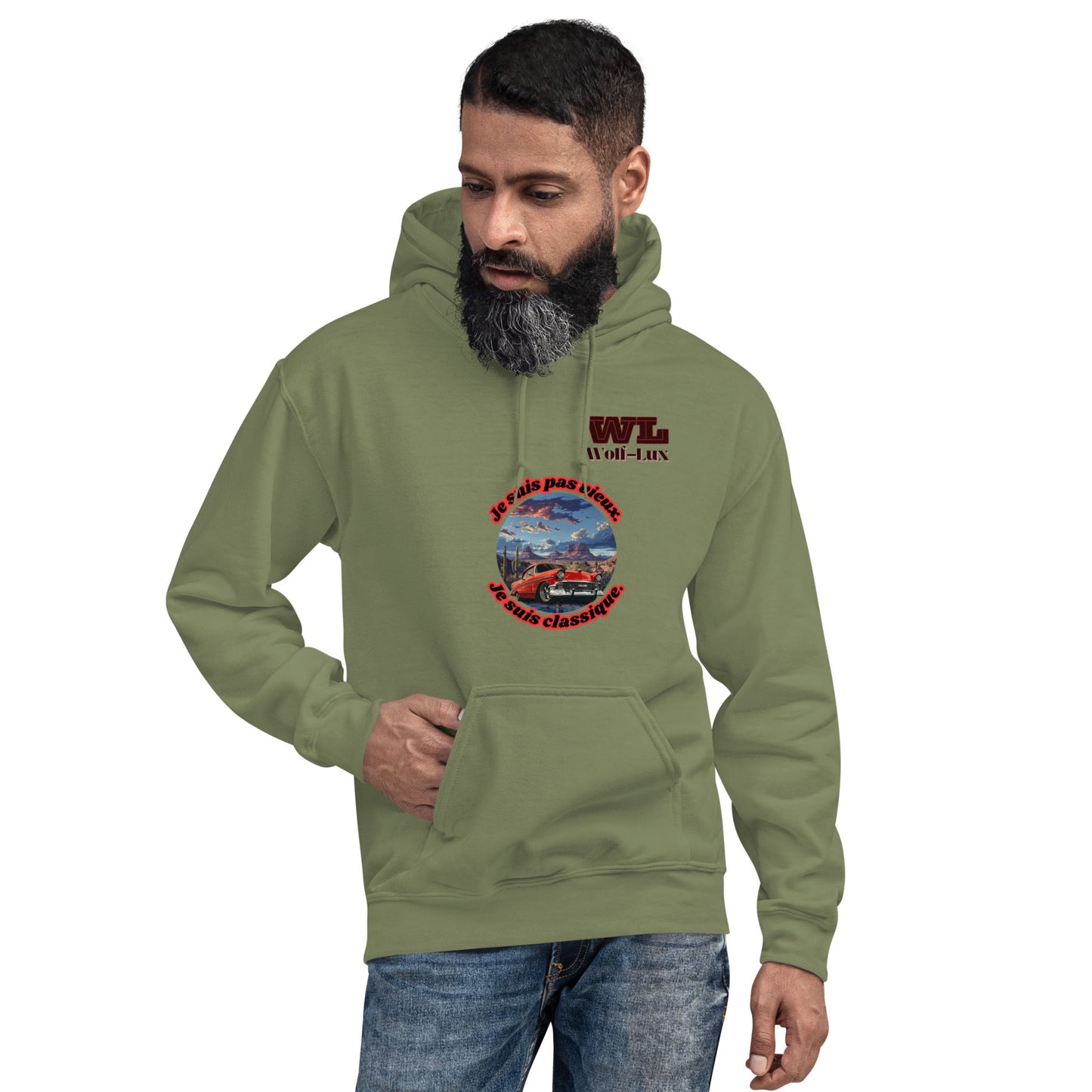 Men Hoodie Classic French - Wolf - Lux - Wolf - Lux - Wolf - Lux