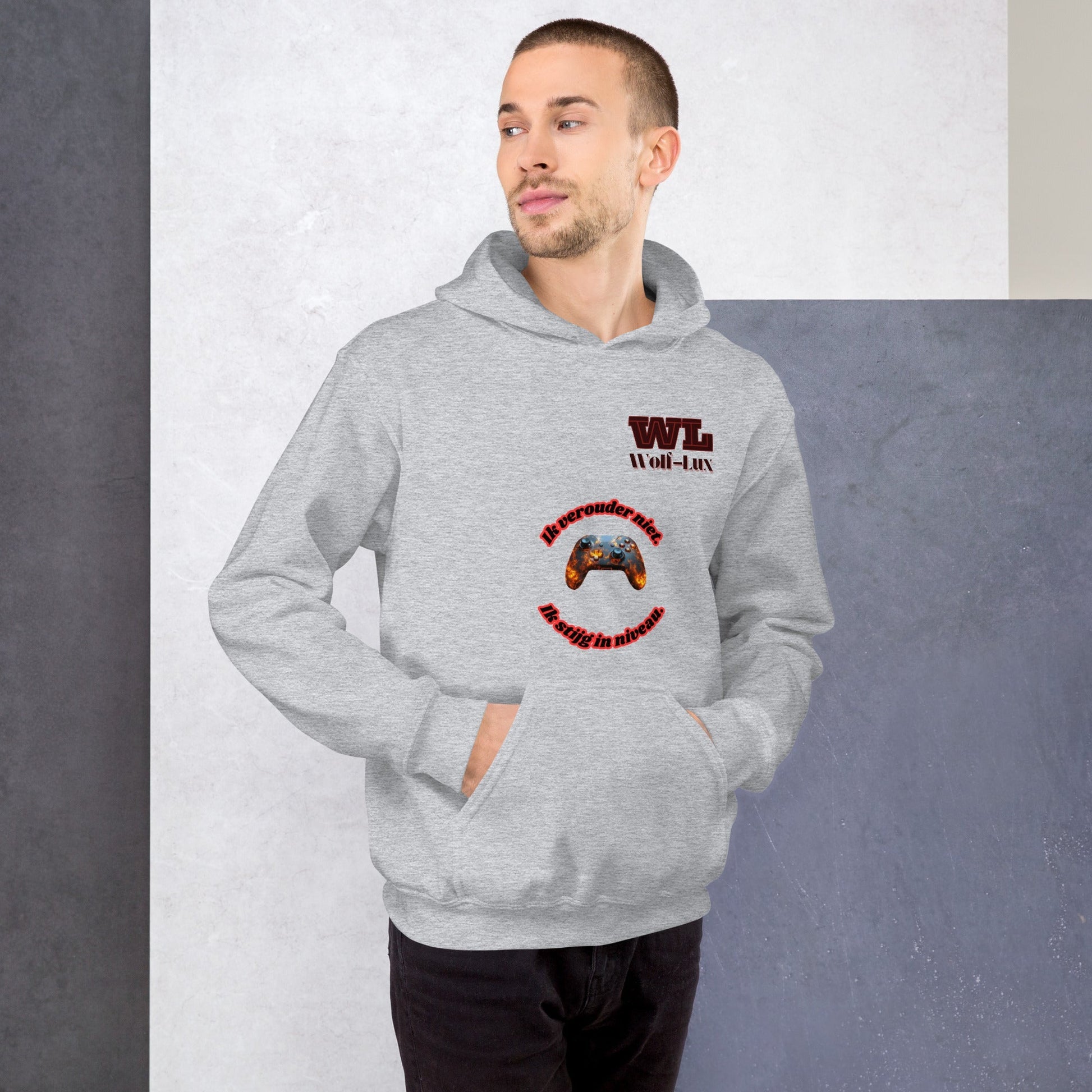 Men Hoodie Level up Dutch - Wolf - Lux - Wolf - Lux - Wolf - Lux