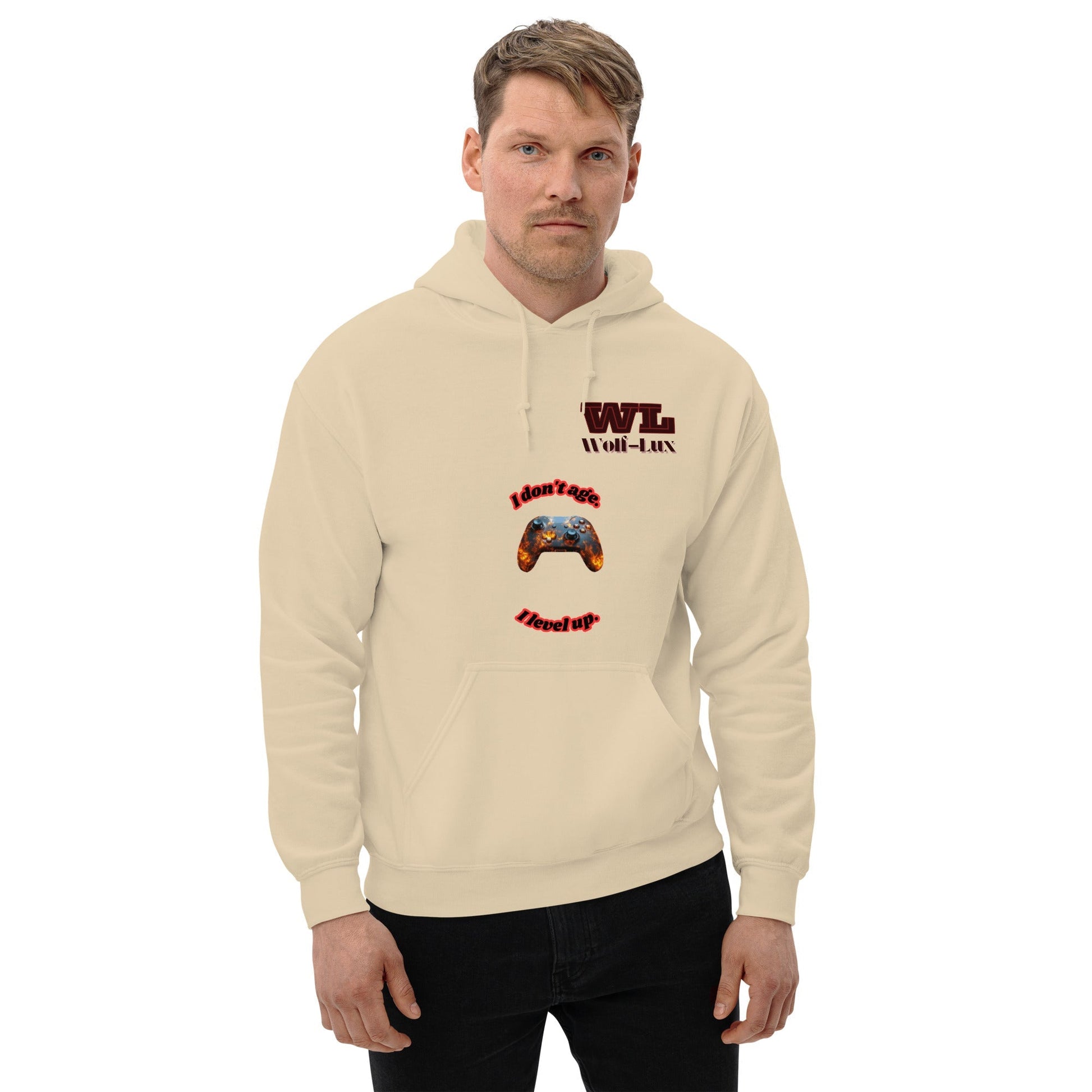 Men Hoodie Level up English - Wolf - Lux - Wolf - Lux - Wolf - Lux