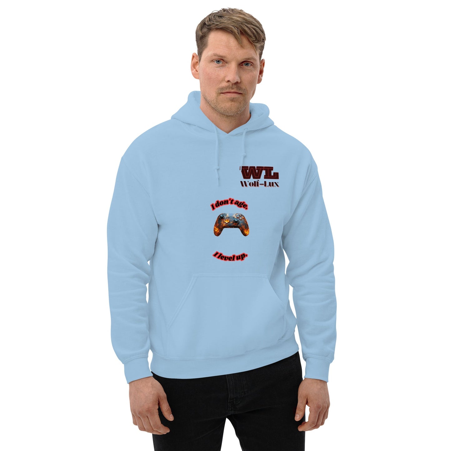 Men Hoodie Level up English - Wolf - Lux - Wolf - Lux - Wolf - Lux