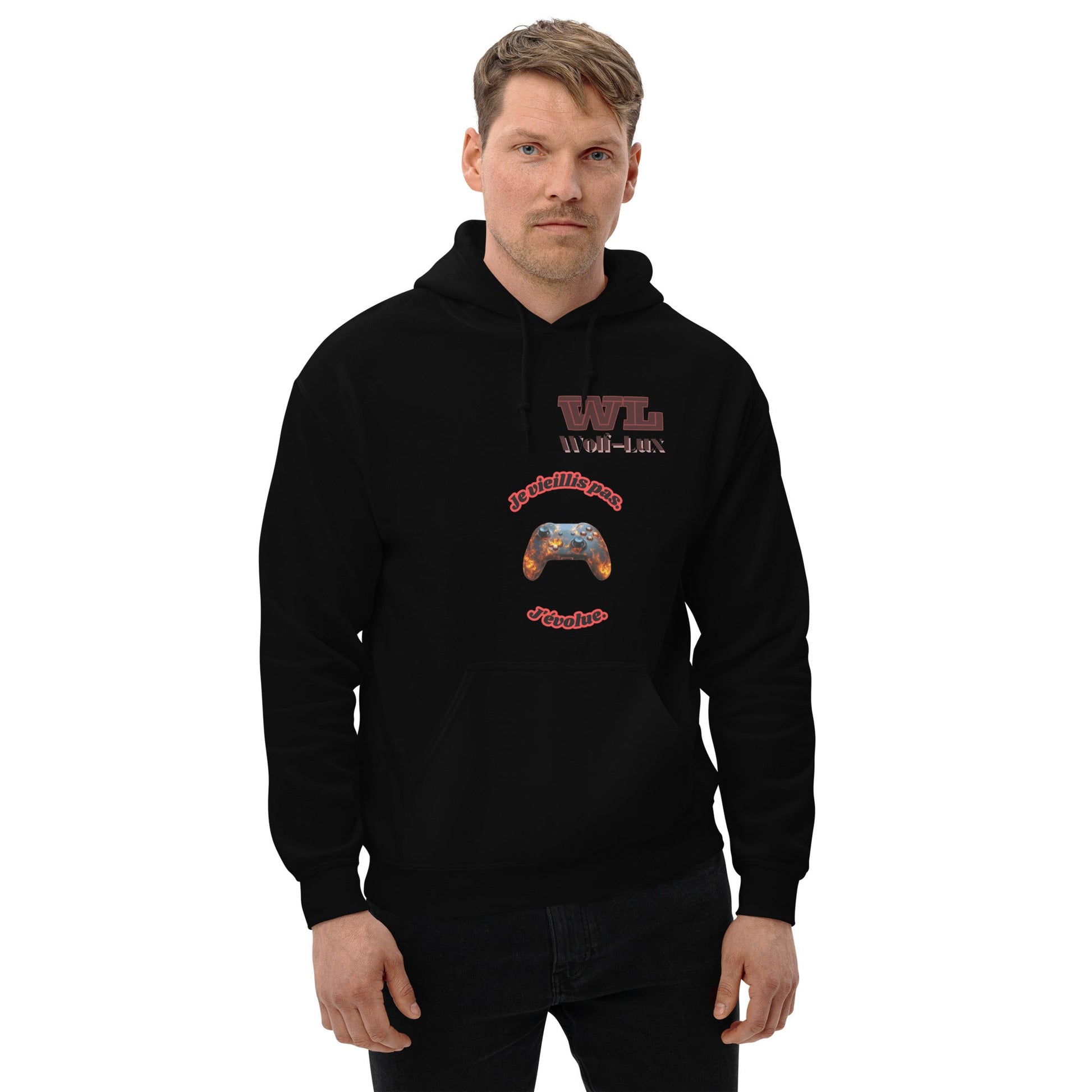 Men Hoodie Level up French - Wolf - Lux - Wolf - Lux - Wolf - Lux
