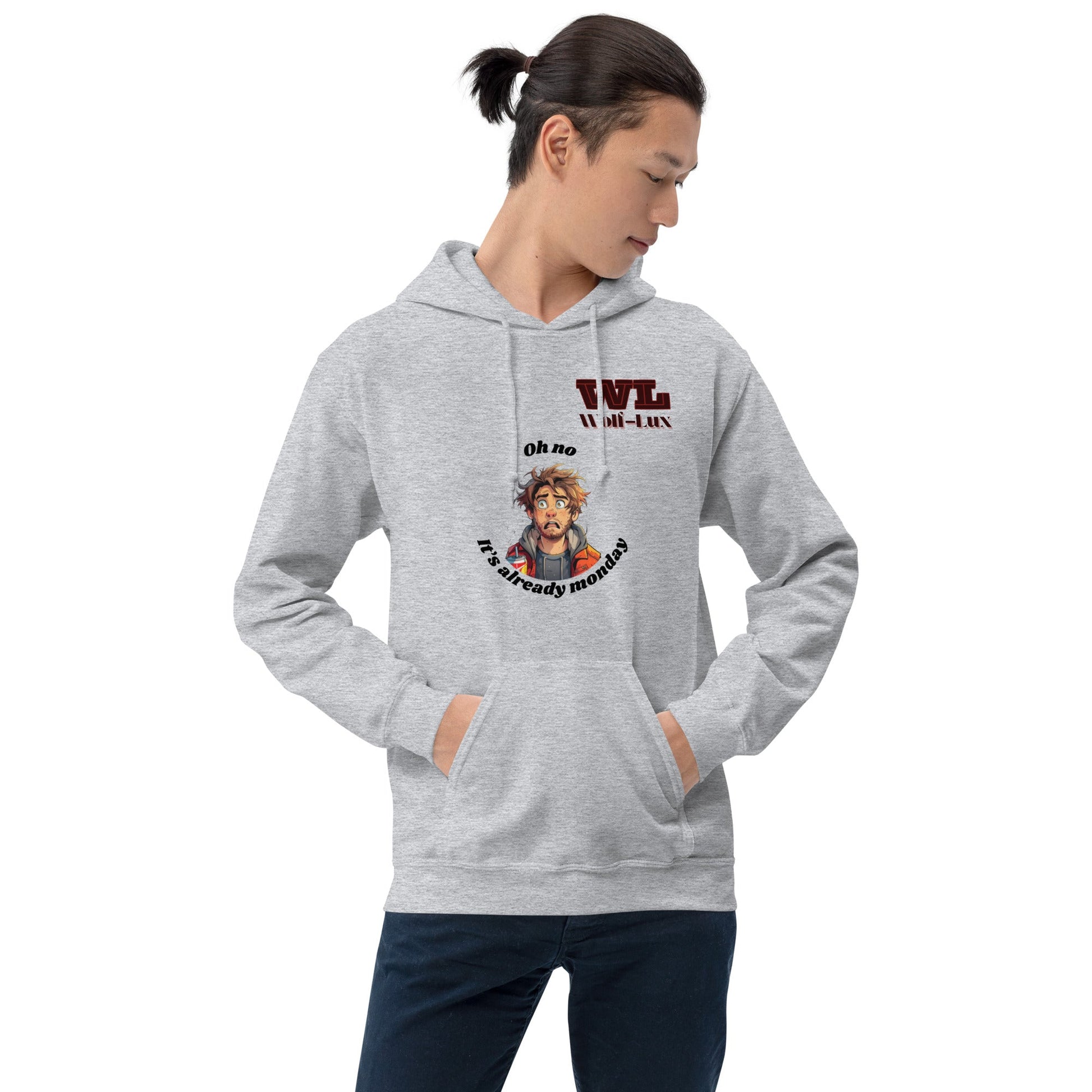 Men Hoodie Monday English - Wolf - Lux - Wolf - Lux - Wolf - Lux