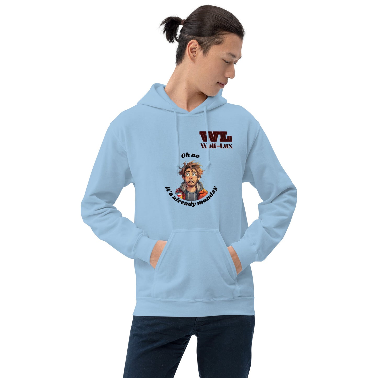 Men Hoodie Monday English - Wolf - Lux - Wolf - Lux - Wolf - Lux