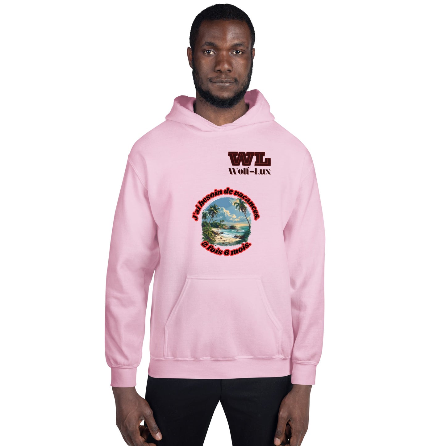 Men Hoodie Vacation French - Wolf - Lux - Wolf - Lux - Wolf - Lux