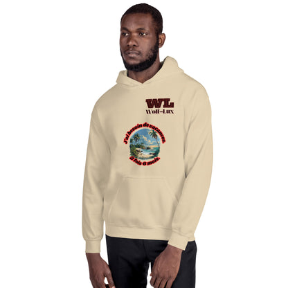 Men Hoodie Vacation French - Wolf - Lux - Wolf - Lux - Wolf - Lux