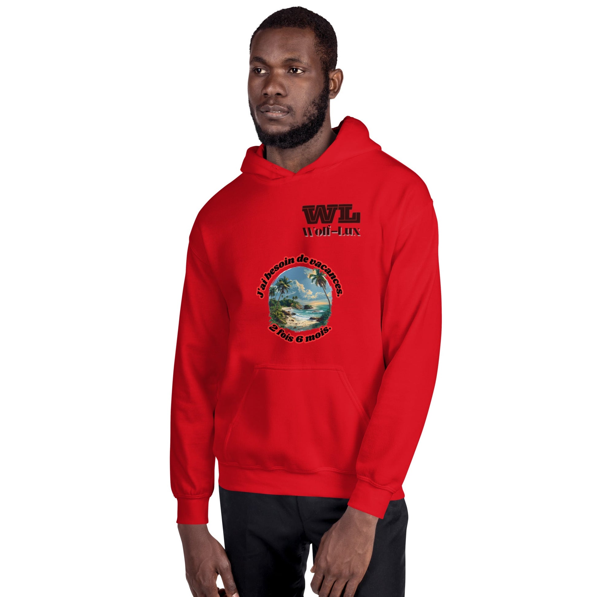 Men Hoodie Vacation French - Wolf - Lux - Wolf - Lux - Wolf - Lux