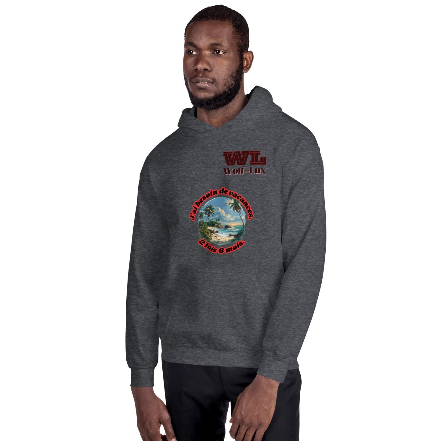 Men Hoodie Vacation French - Wolf - Lux - Wolf - Lux - Wolf - Lux