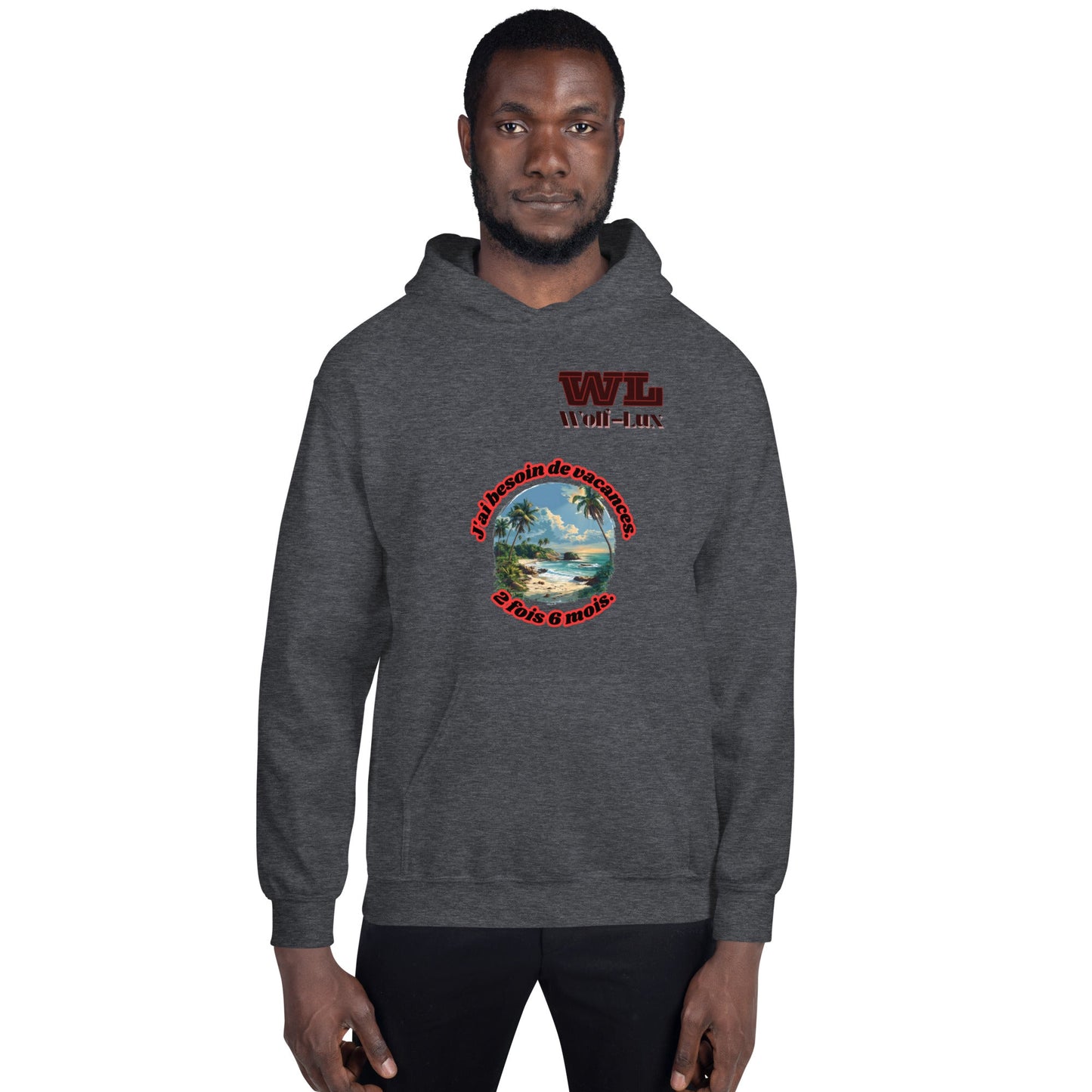 Men Hoodie Vacation French - Wolf - Lux - Wolf - Lux - Wolf - Lux
