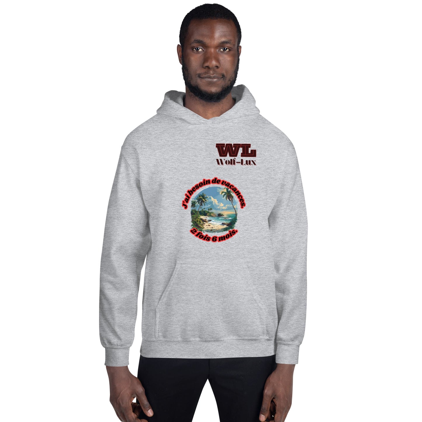 Men Hoodie Vacation French - Wolf - Lux - Wolf - Lux - Wolf - Lux