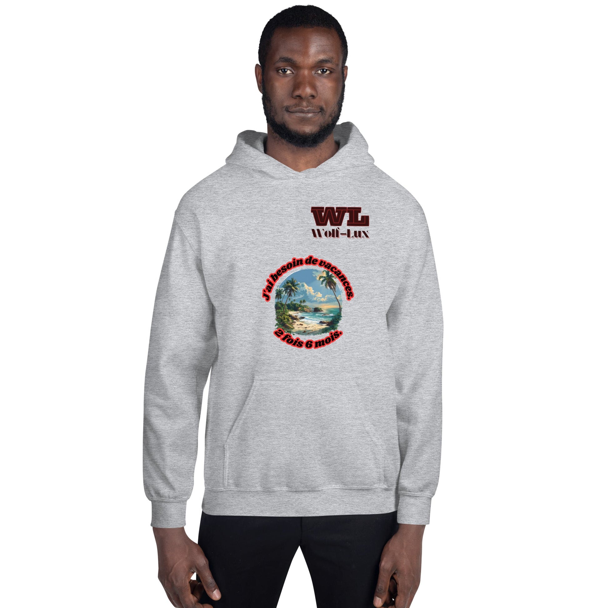 Men Hoodie Vacation French - Wolf - Lux - Wolf - Lux - Wolf - Lux