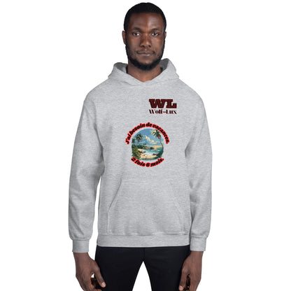 Men Hoodie Vacation French - Wolf - Lux - Wolf - Lux - Wolf - Lux