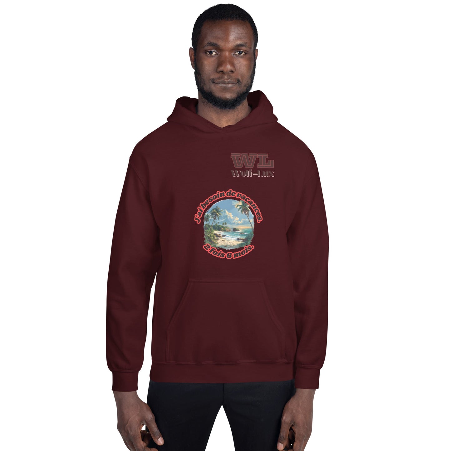 Men Hoodie Vacation French - Wolf - Lux - Wolf - Lux - Wolf - Lux