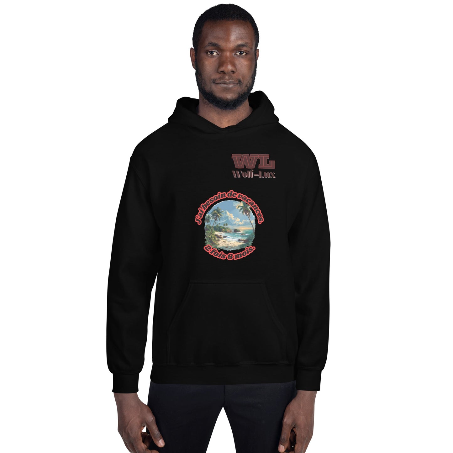 Men Hoodie Vacation French - Wolf - Lux - Wolf - Lux - Wolf - Lux