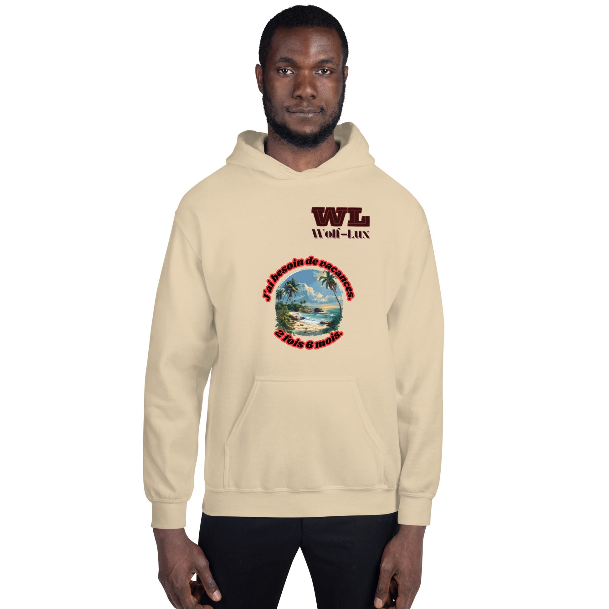 Men Hoodie Vacation French - Wolf - Lux - Wolf - Lux - Wolf - Lux