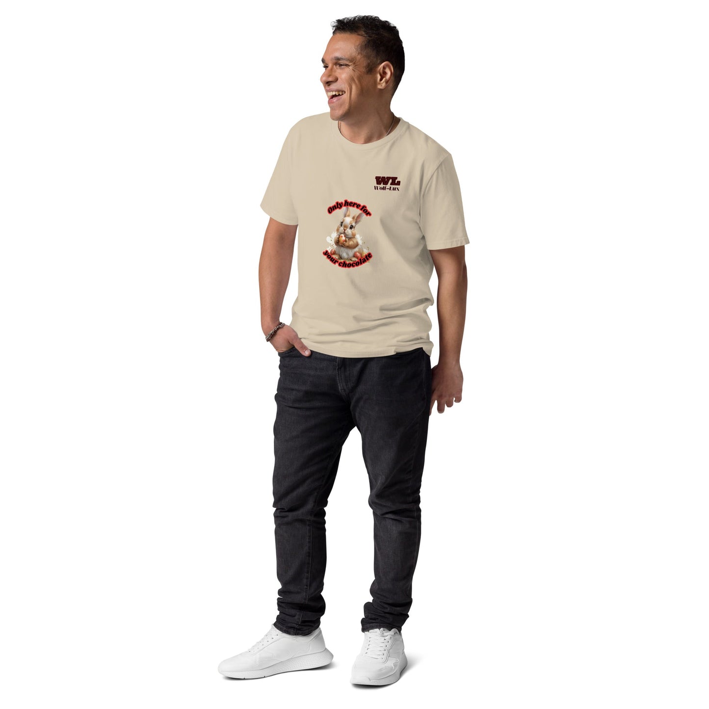 Men organic cotton t-shirt chocolate English - Wolf - Lux - Wolf - Lux - Wolf - Lux