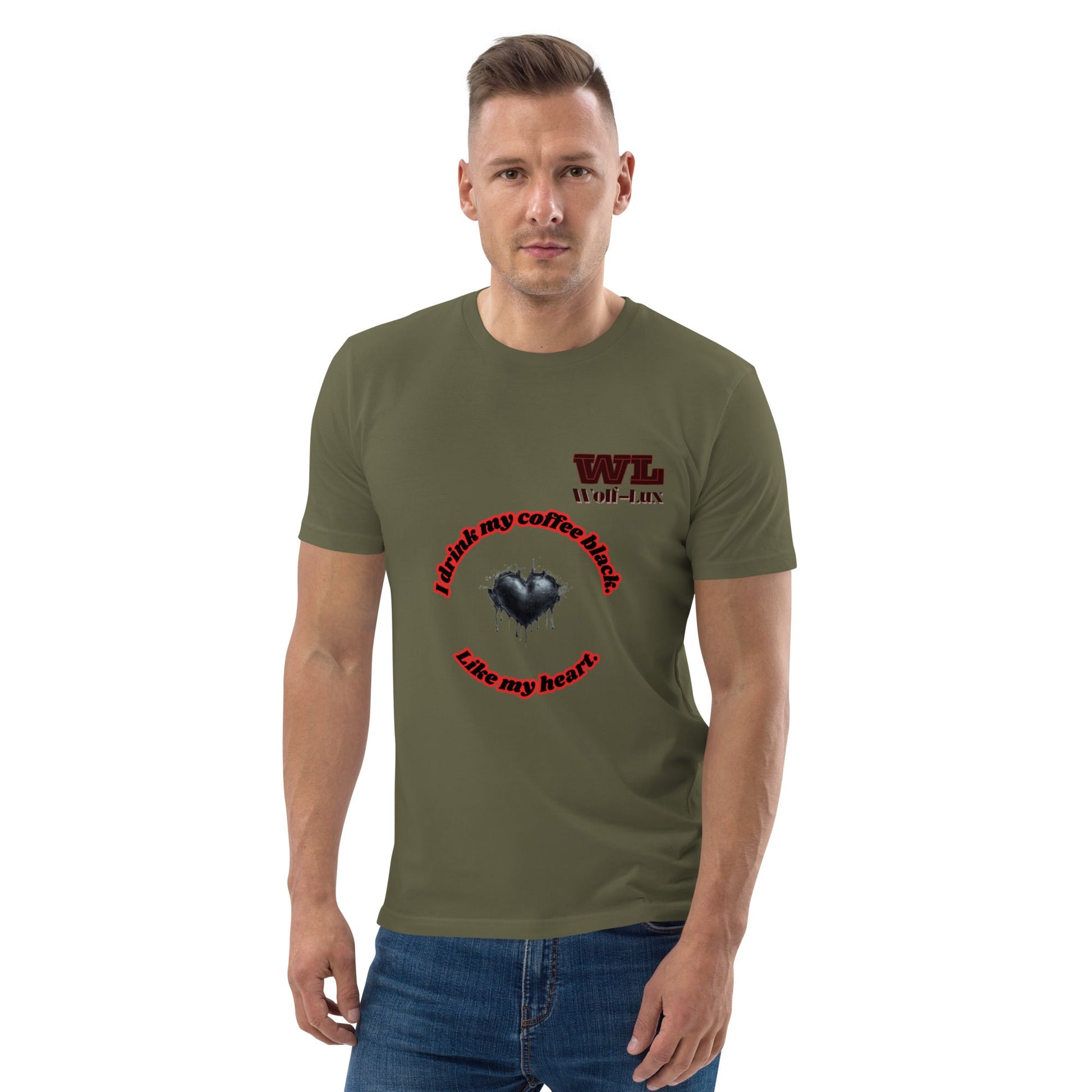 Men organic cotton t-shirt Coffee English - Wolf - Lux - Wolf - Lux - Wolf - Lux
