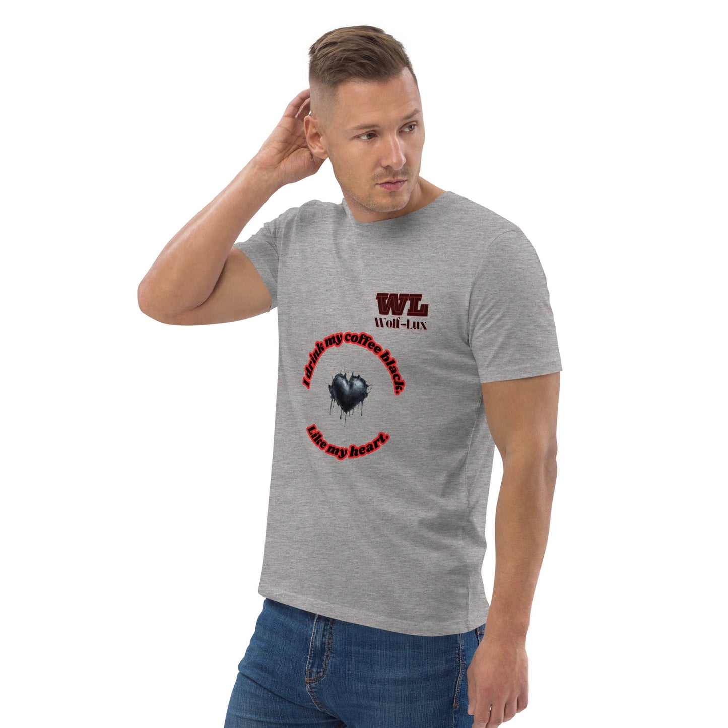 Men organic cotton t-shirt Coffee English - Wolf - Lux - Wolf - Lux - Wolf - Lux