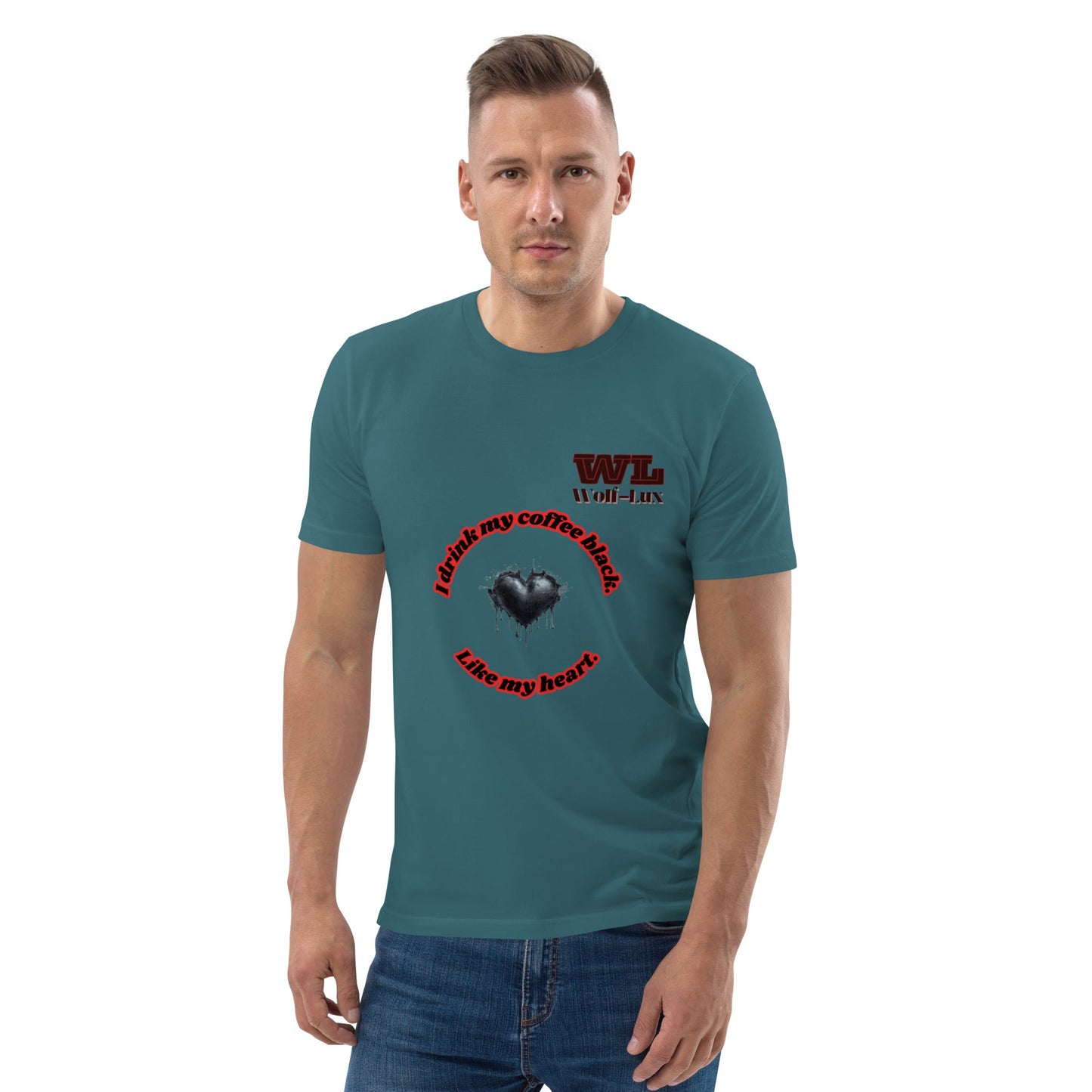 Men organic cotton t-shirt Coffee English - Wolf - Lux - Wolf - Lux - Wolf - Lux
