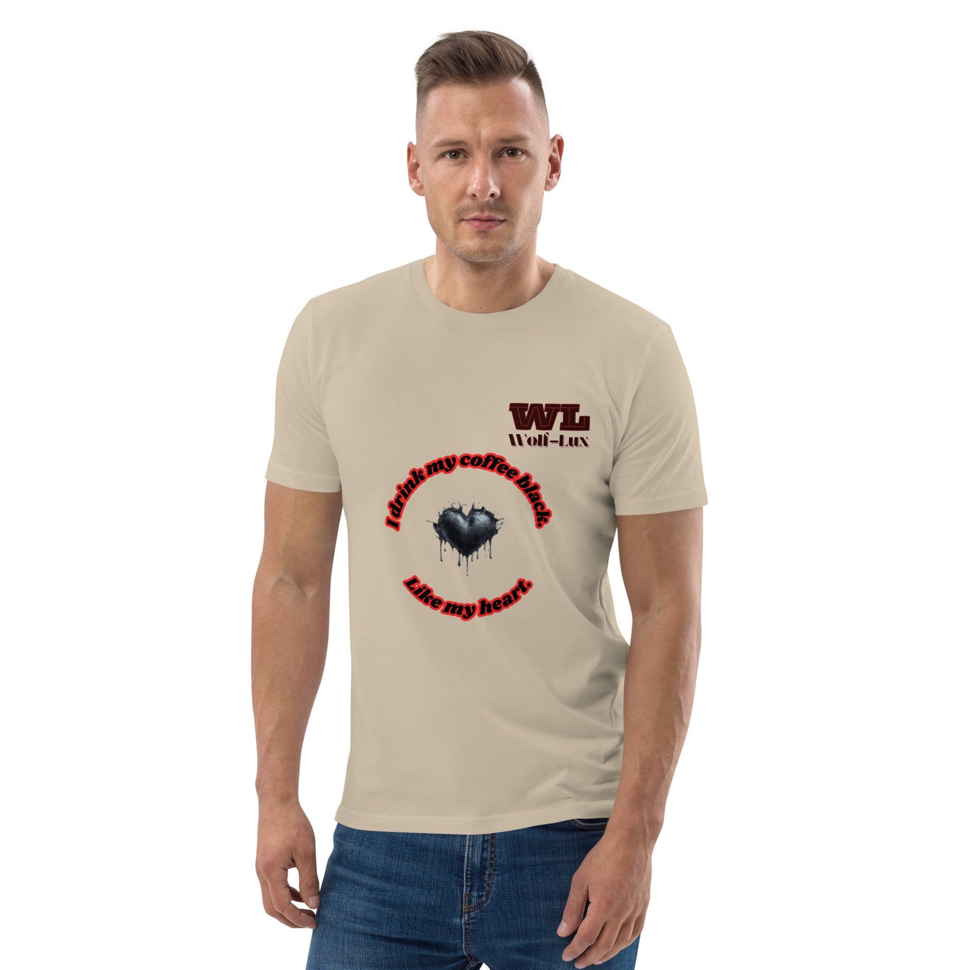 Men organic cotton t-shirt Coffee English - Wolf - Lux - Wolf - Lux - Wolf - Lux