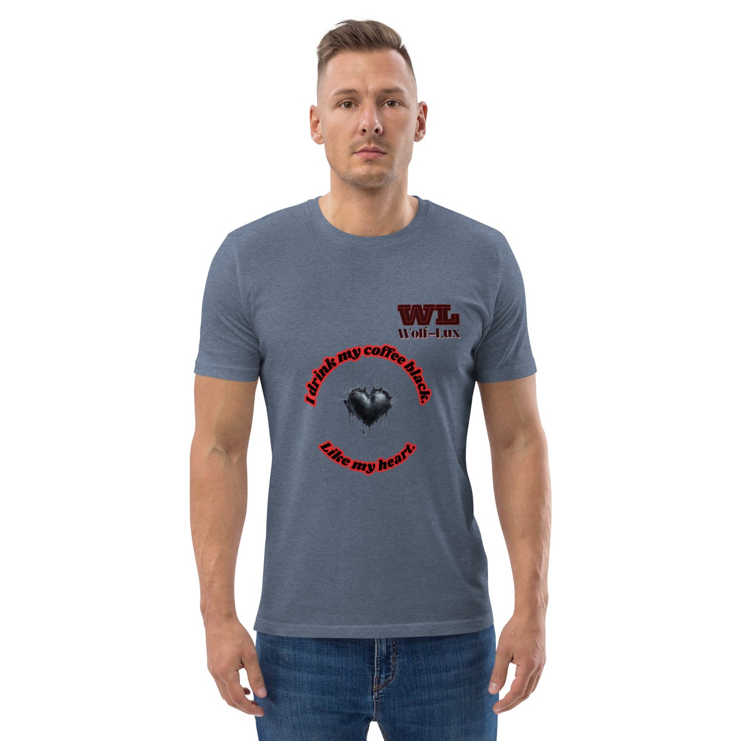 Men organic cotton t-shirt Coffee English - Wolf - Lux - Wolf - Lux - Wolf - Lux