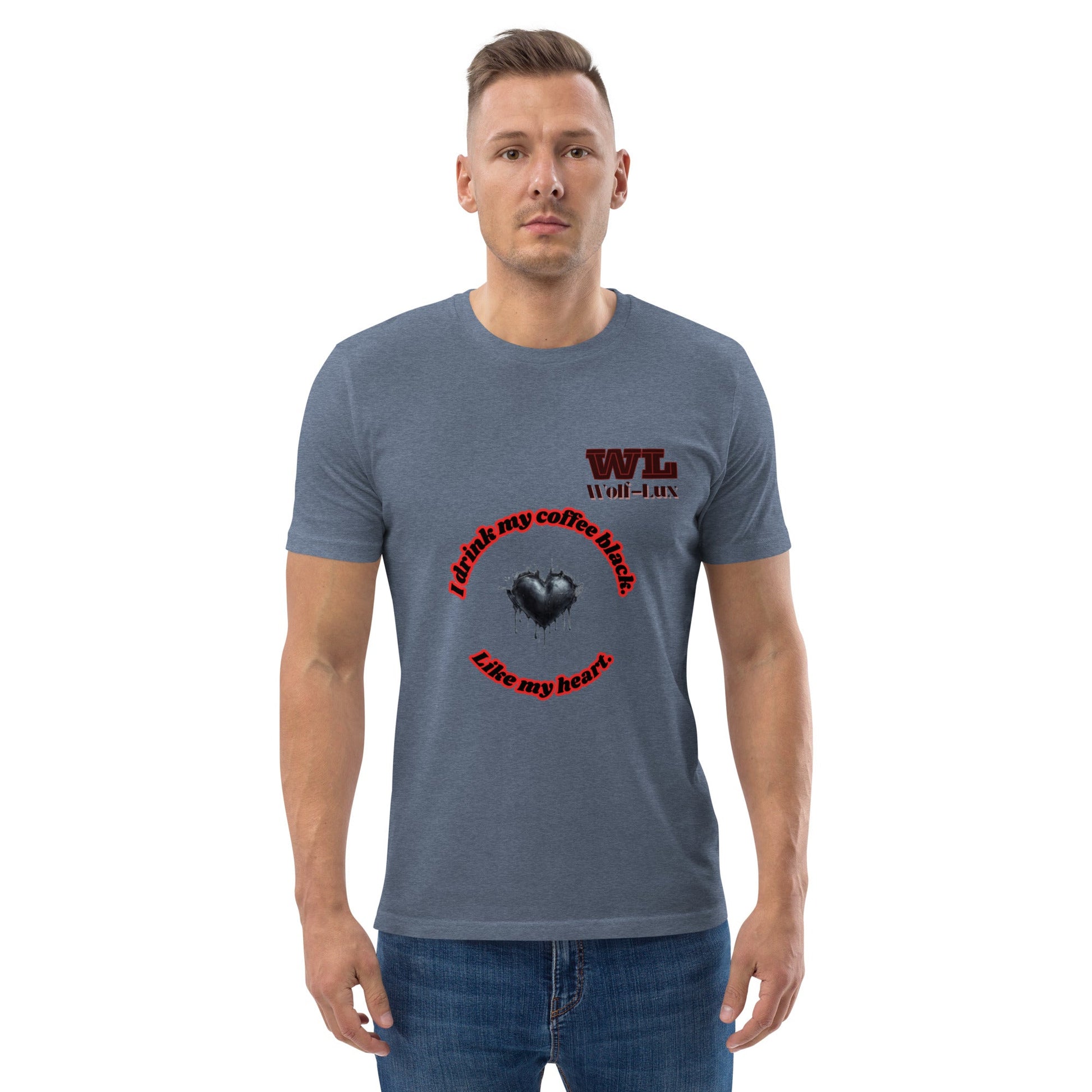 Men organic cotton t-shirt Coffee English - Wolf - Lux - Wolf - Lux - Wolf - Lux