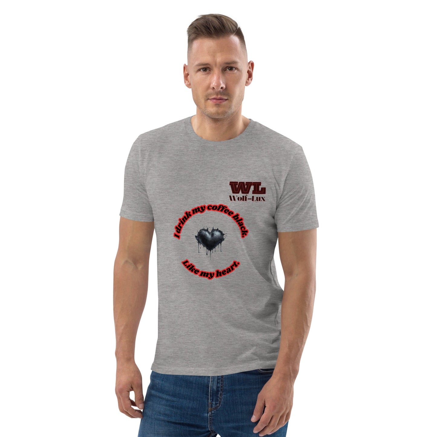 Men organic cotton t-shirt Coffee English - Wolf - Lux - Wolf - Lux - Wolf - Lux