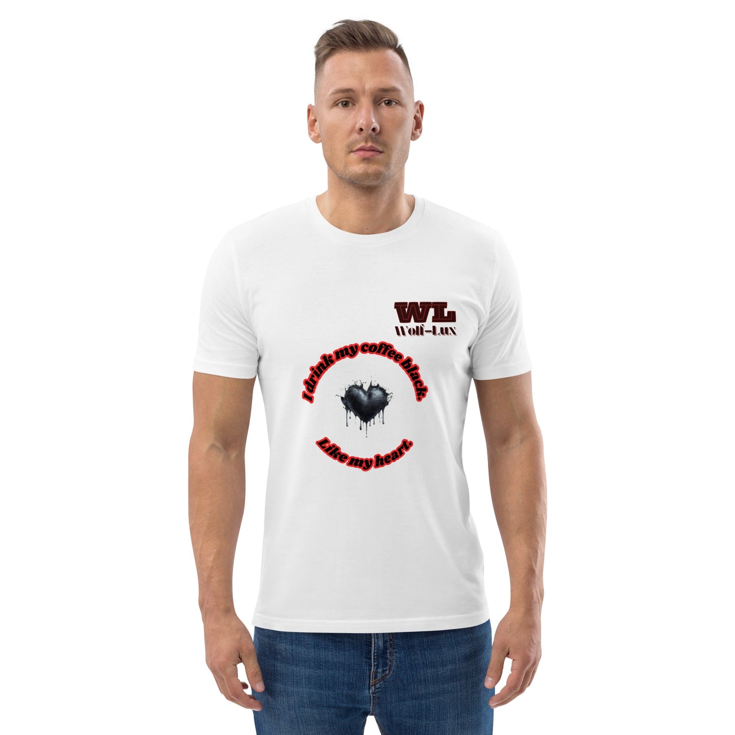 Men organic cotton t-shirt Coffee English - Wolf - Lux - Wolf - Lux - Wolf - Lux