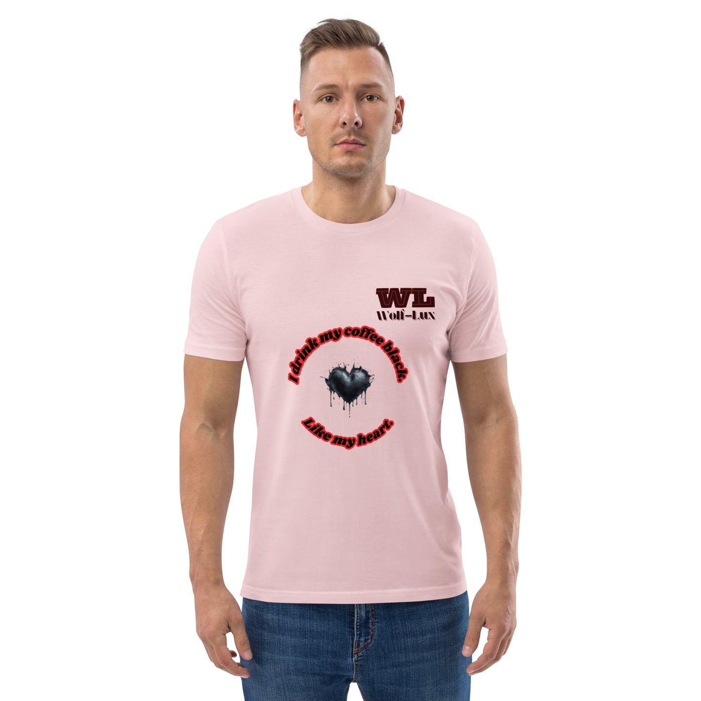 Men organic cotton t-shirt Coffee English - Wolf - Lux - Wolf - Lux - Wolf - Lux