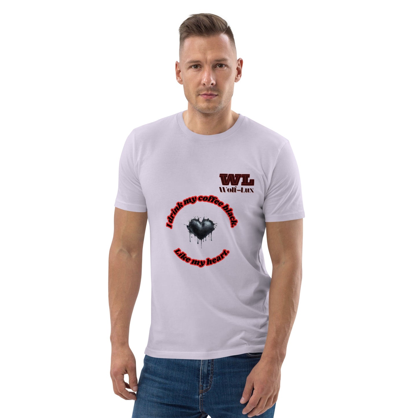 Men organic cotton t-shirt Coffee English - Wolf - Lux - Wolf - Lux - Wolf - Lux