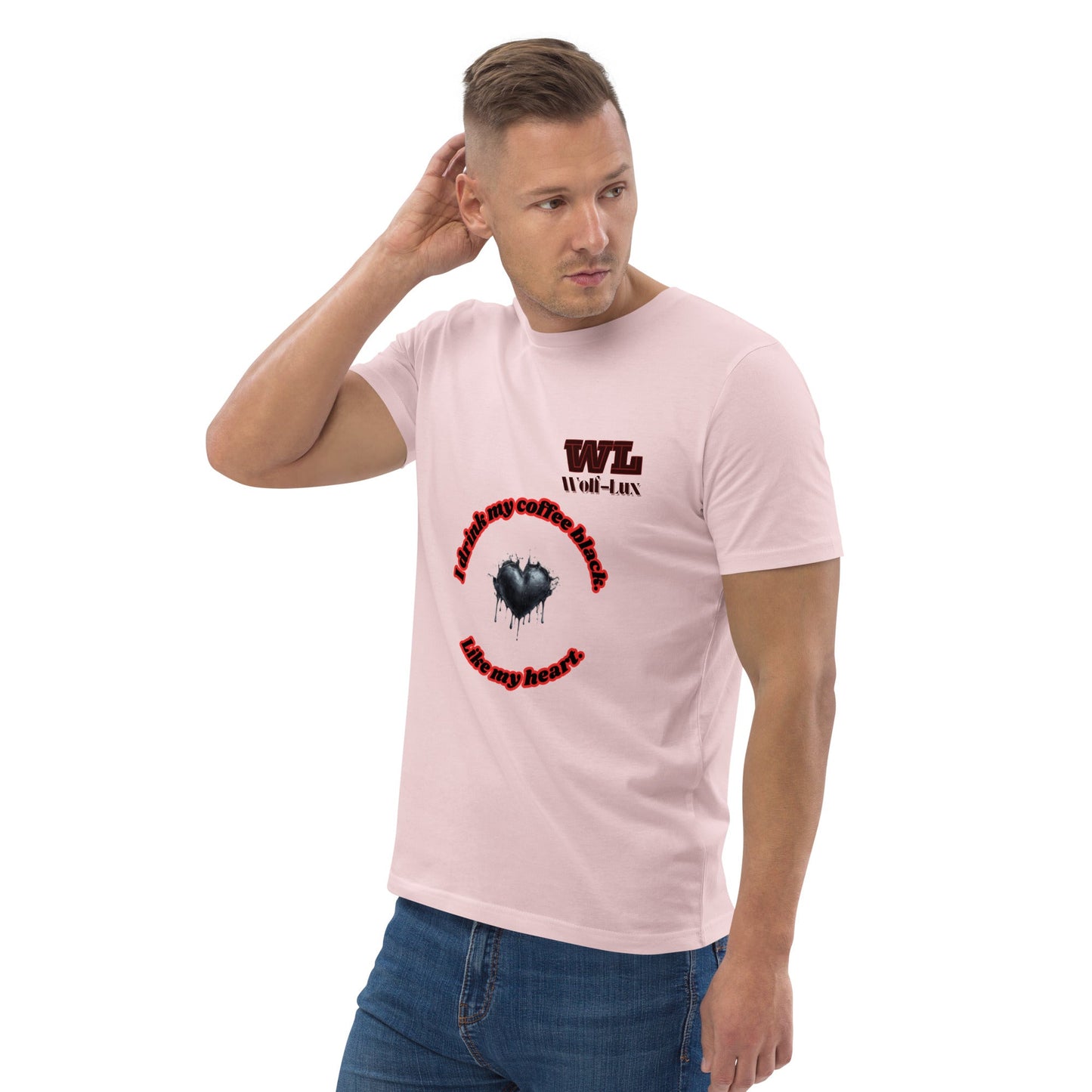 Men organic cotton t-shirt Coffee English - Wolf - Lux - Wolf - Lux - Wolf - Lux