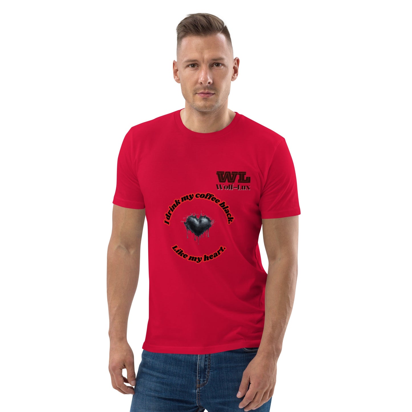 Men organic cotton t-shirt Coffee English - Wolf - Lux - Wolf - Lux - Wolf - Lux