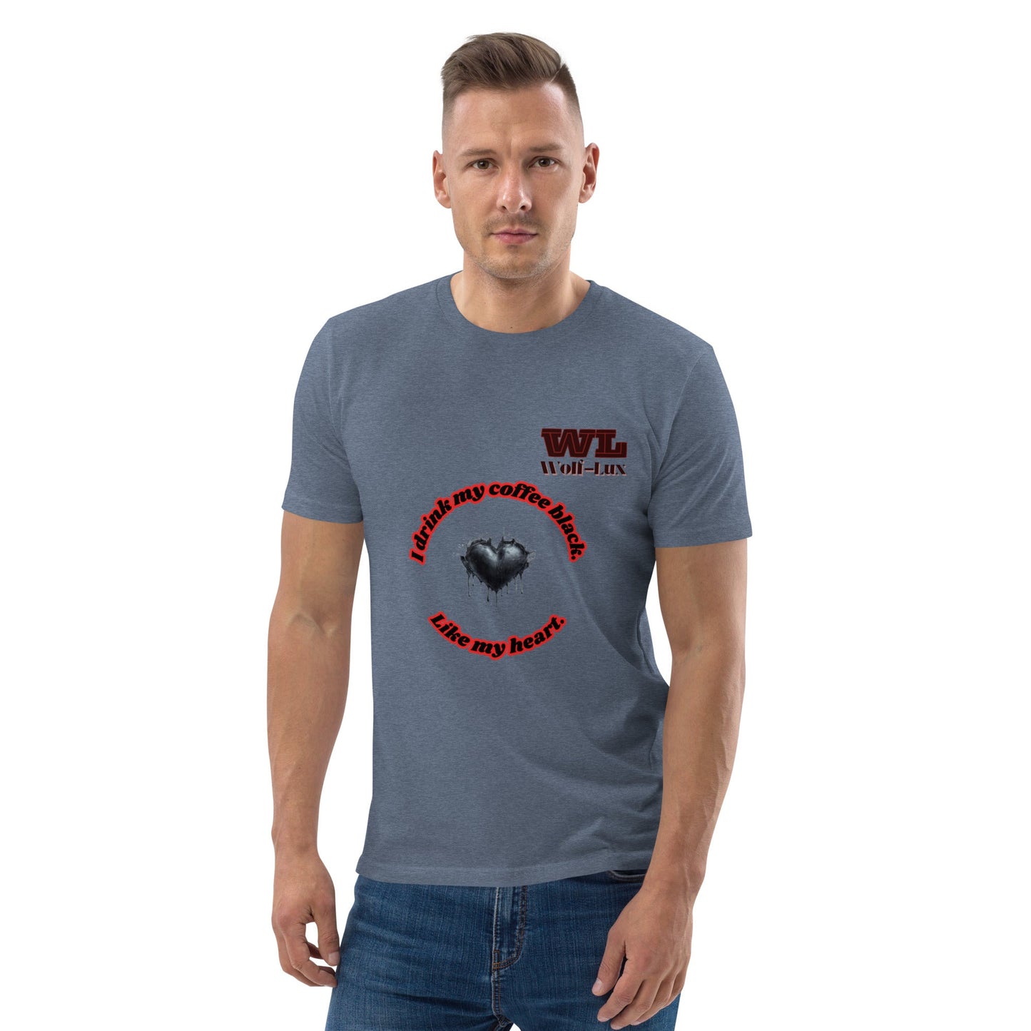 Men organic cotton t-shirt Coffee English - Wolf - Lux - Wolf - Lux - Wolf - Lux