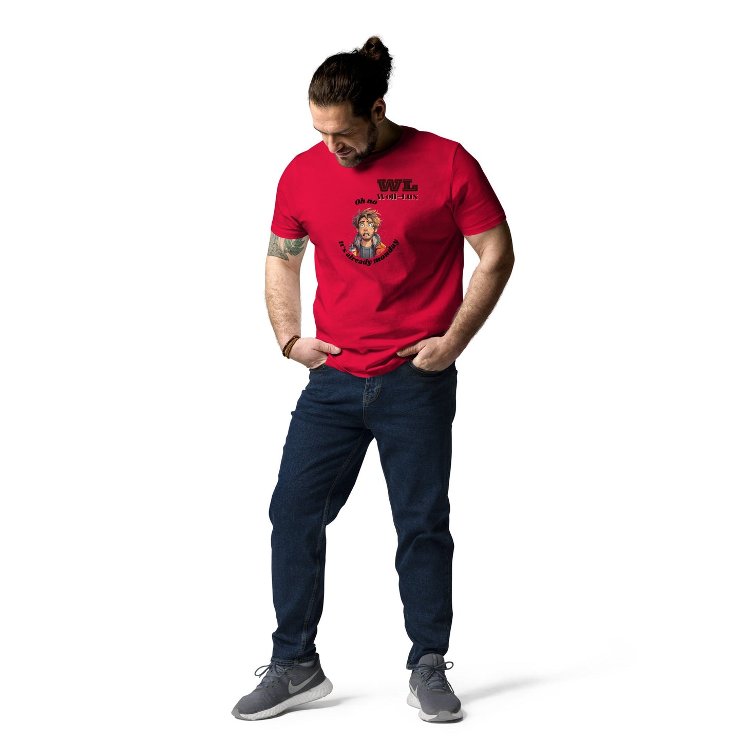 Men organic cotton t-shirt Monday English - Wolf - Lux - Wolf - Lux - Wolf - Lux