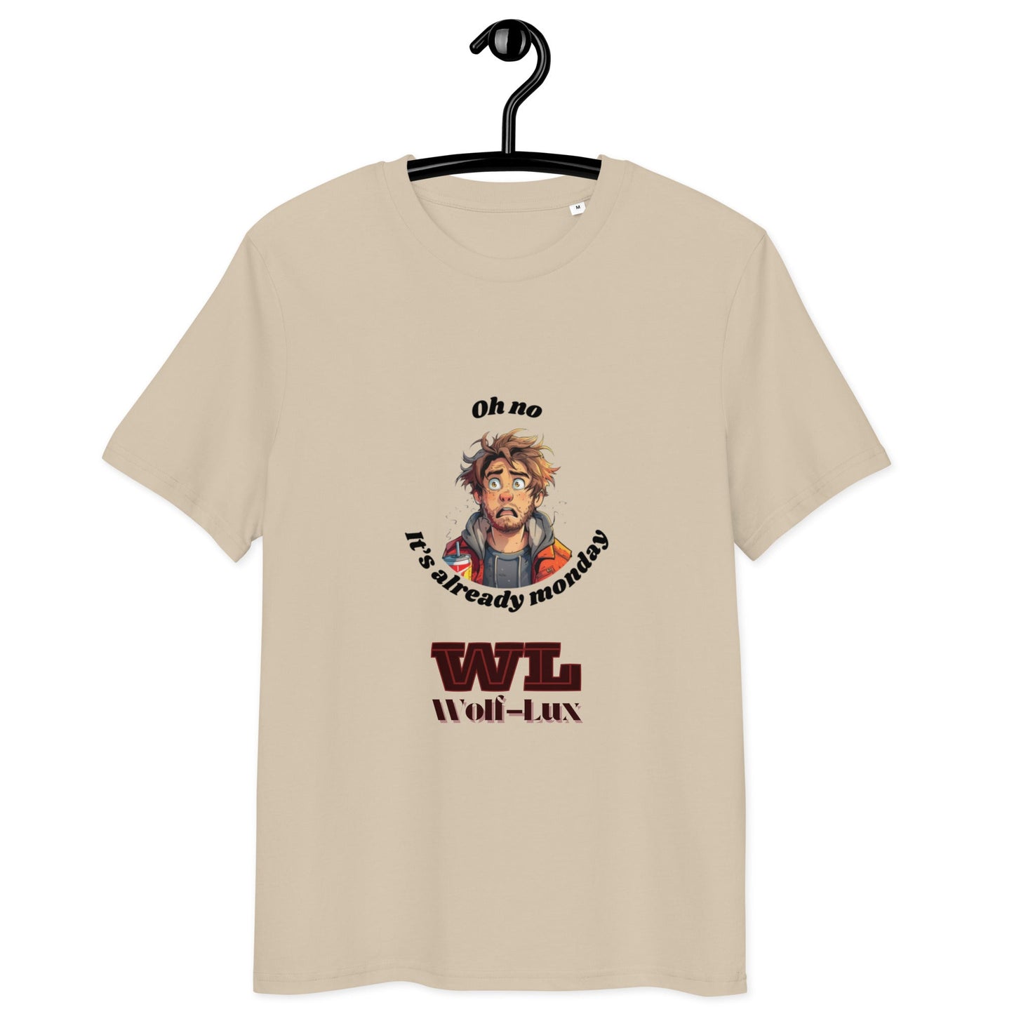 Men organic cotton t-shirt Monday English - Wolf - Lux - Wolf - Lux - Wolf - Lux