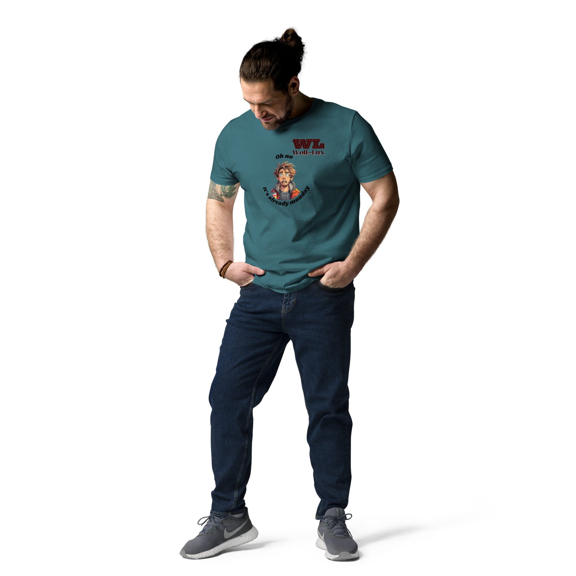 Men organic cotton t-shirt Monday English - Wolf - Lux - Wolf - Lux - Wolf - Lux