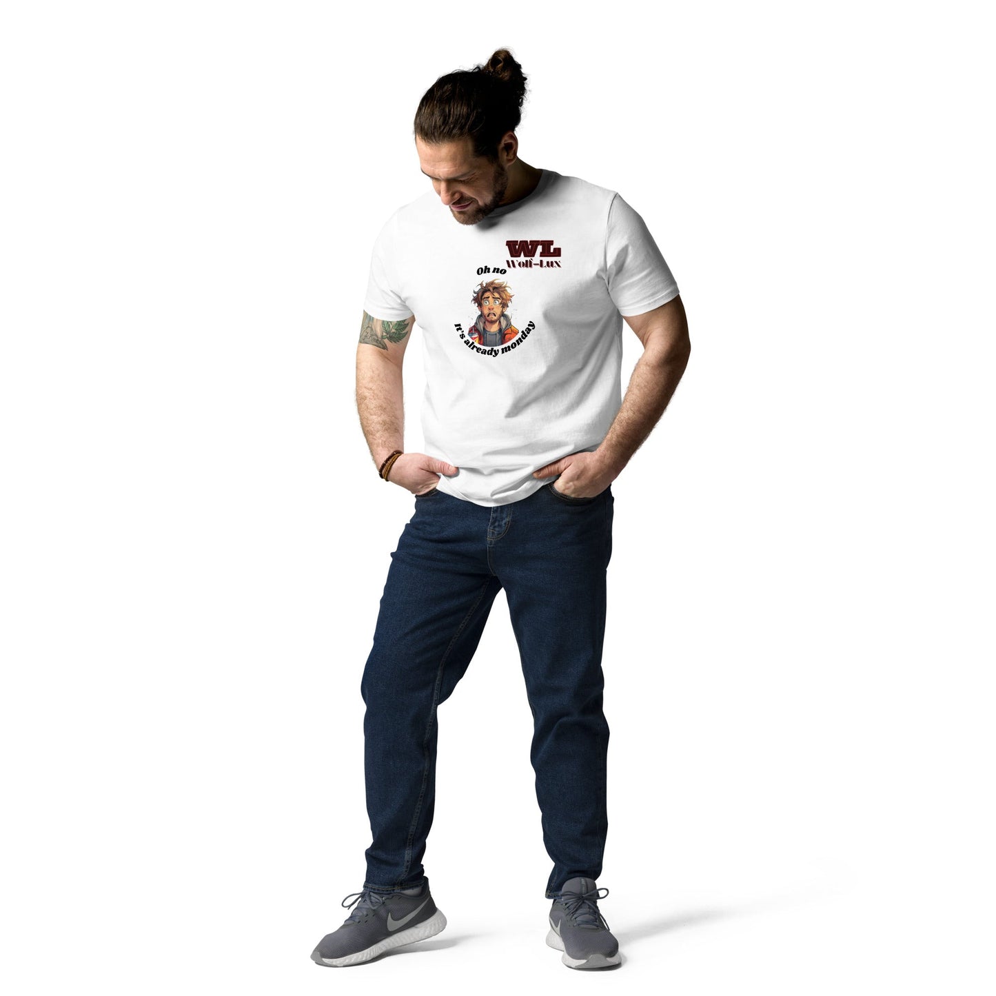 Men organic cotton t-shirt Monday English - Wolf - Lux - Wolf - Lux - Wolf - Lux