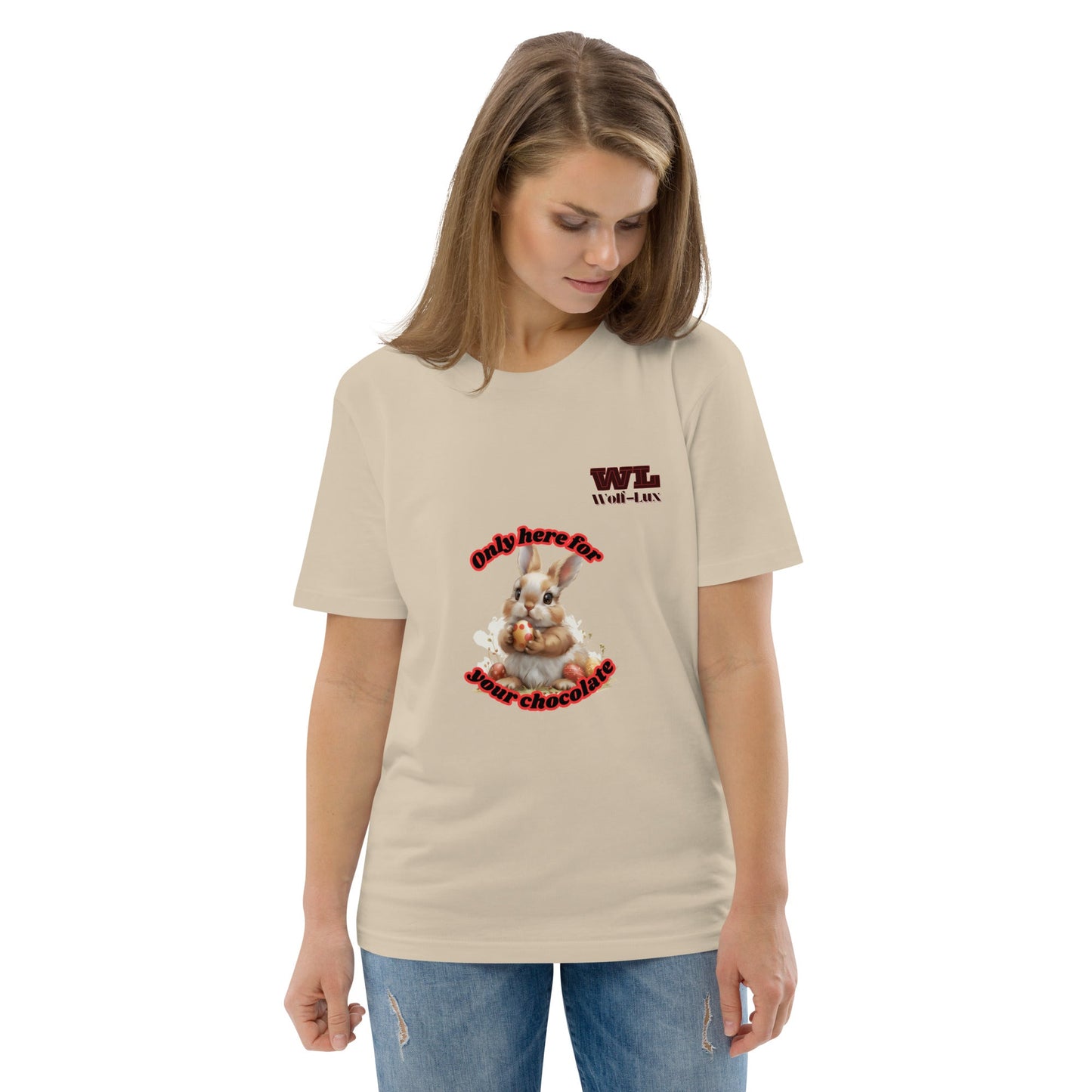 Women organic cotton t-shirt Chocolate English - Wolf - Lux - Wolf - Lux - Wolf - Lux