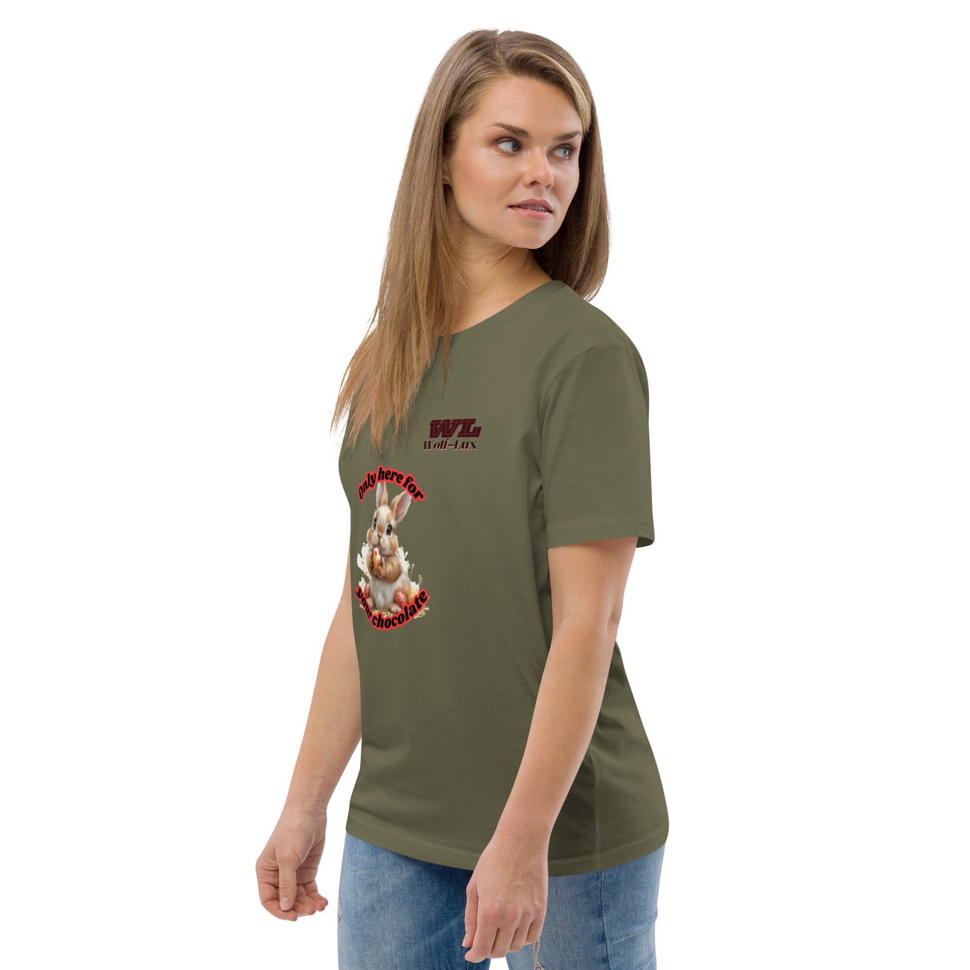 Women organic cotton t-shirt Chocolate English - Wolf - Lux - Wolf - Lux - Wolf - Lux