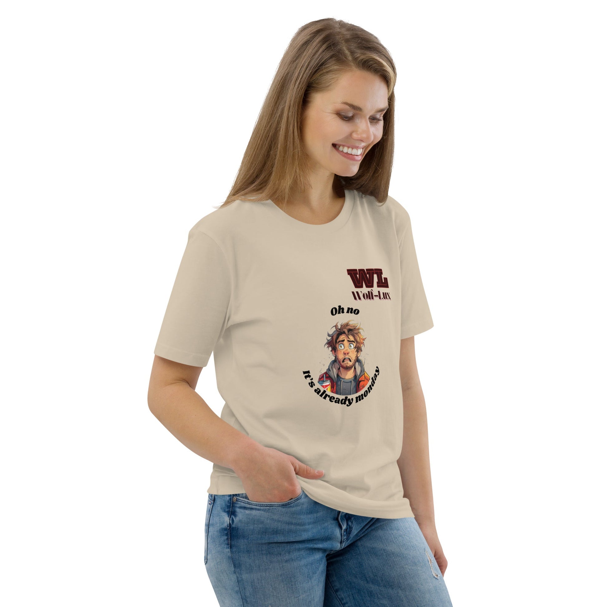 Women organic cotton t-shirt Monday English - Wolf - Lux - Wolf - Lux - Wolf - Lux