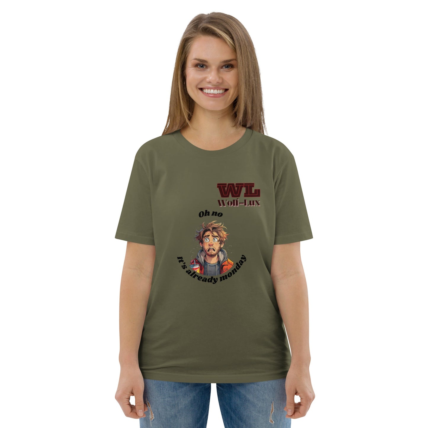 Women organic cotton t-shirt Monday English - Wolf - Lux - Wolf - Lux - Wolf - Lux