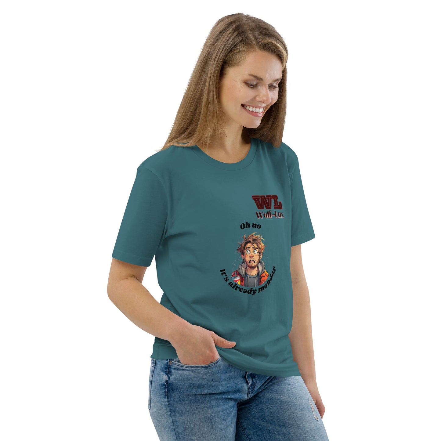 Women organic cotton t-shirt Monday English - Wolf - Lux - Wolf - Lux - Wolf - Lux
