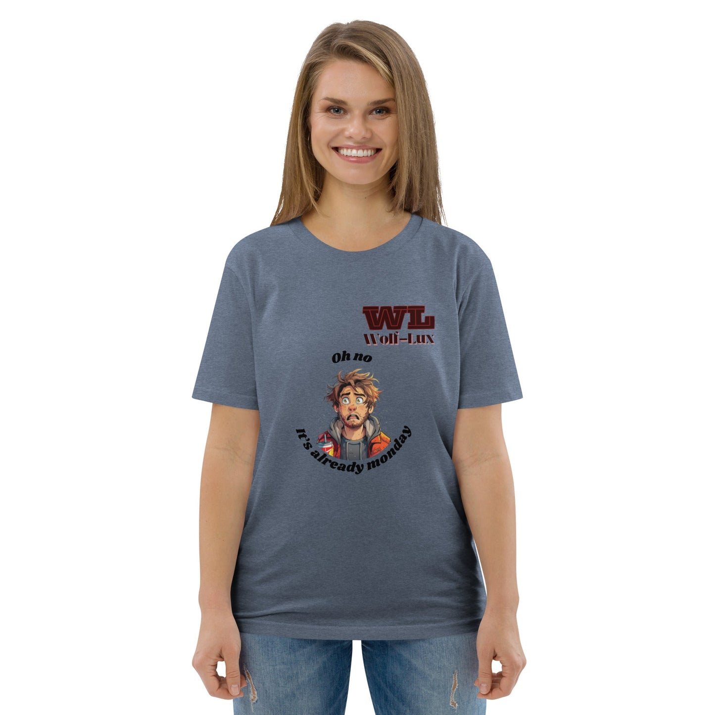 Women organic cotton t-shirt Monday English - Wolf - Lux - Wolf - Lux - Wolf - Lux