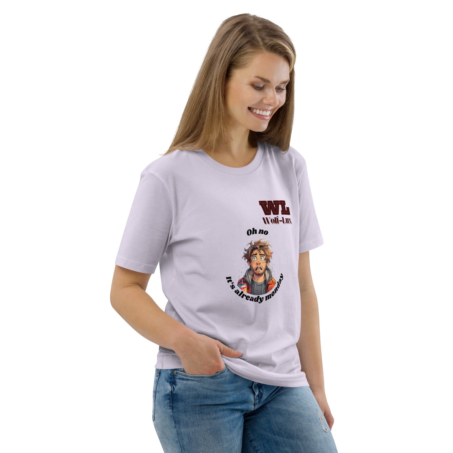 Women organic cotton t-shirt Monday English - Wolf - Lux - Wolf - Lux - Wolf - Lux