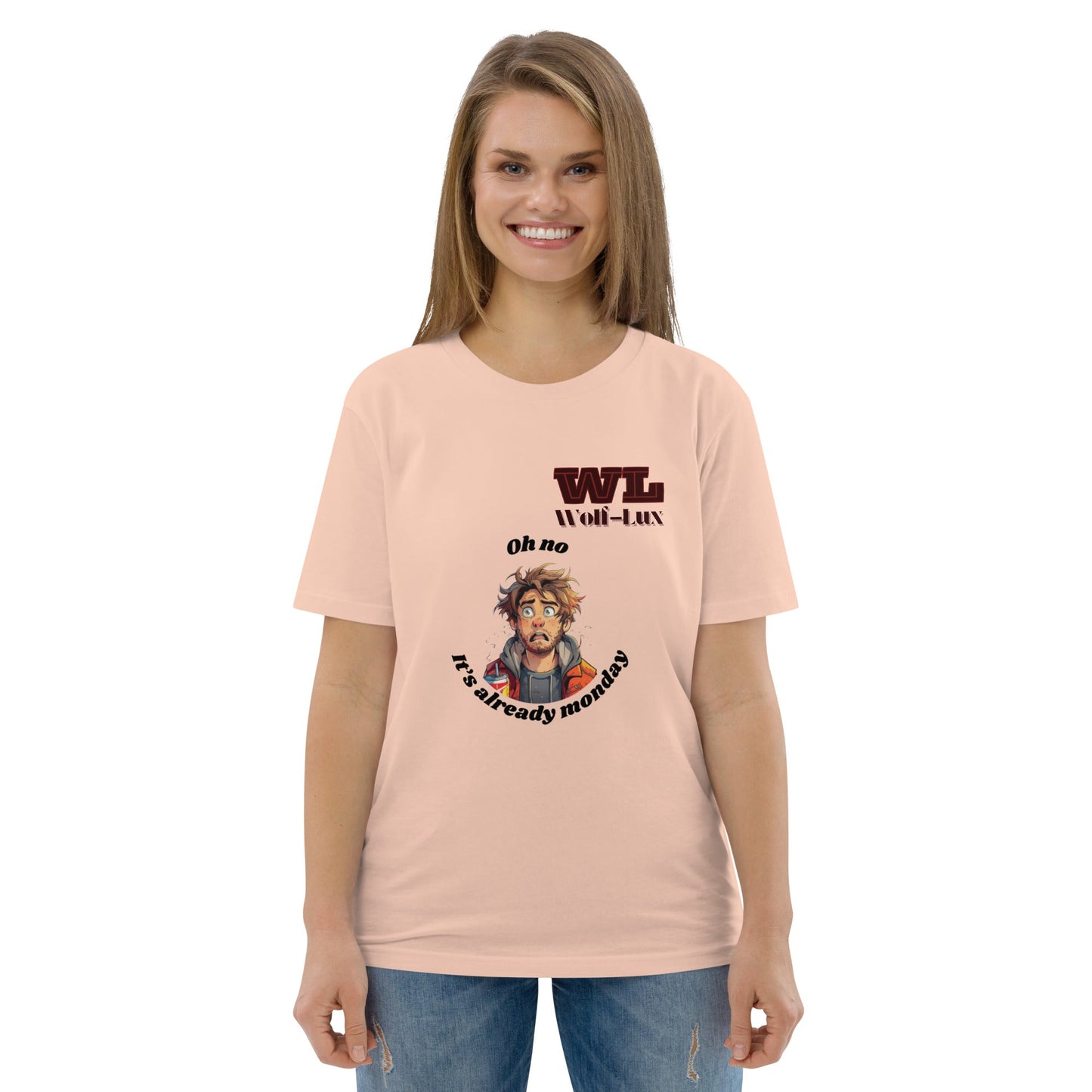 Women organic cotton t-shirt Monday English - Wolf - Lux - Wolf - Lux - Wolf - Lux