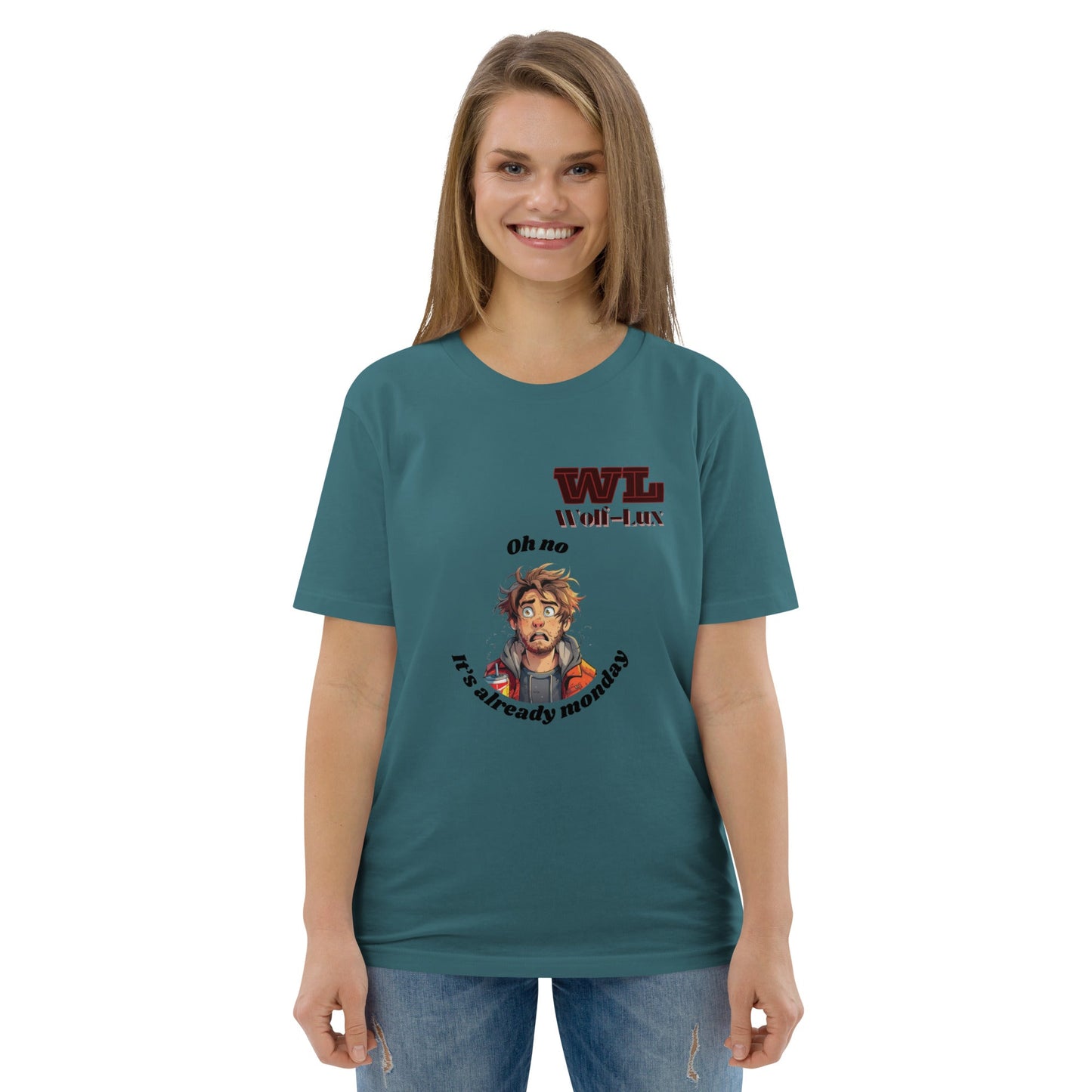 Women organic cotton t-shirt Monday English - Wolf - Lux - Wolf - Lux - Wolf - Lux