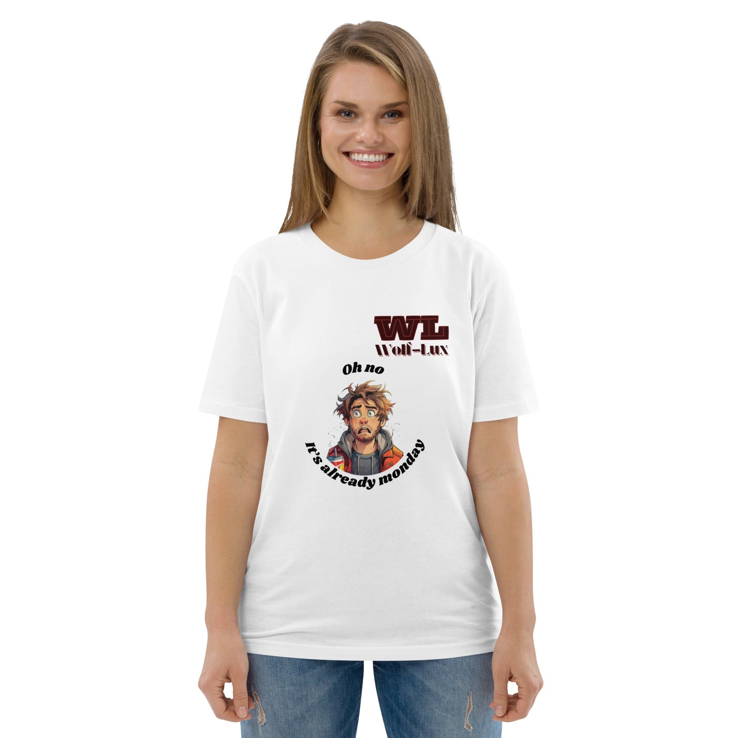 Women organic cotton t-shirt Monday English - Wolf - Lux - Wolf - Lux - Wolf - Lux